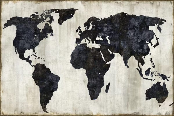 Large Map Art - Canvas Prints: The World II by Russell Brennan