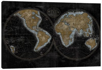 The World In Gold Canvas Art Print - World Map Art