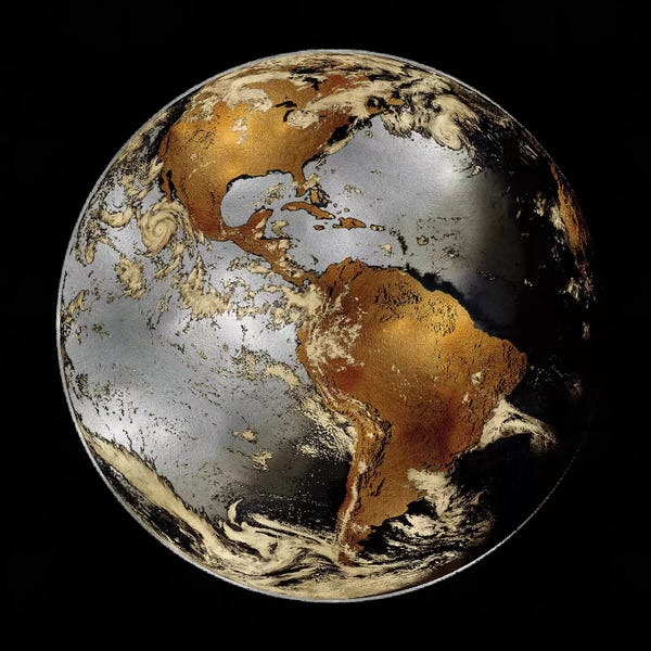 Large Map Art - Canvas Prints: World Turning II by Russell Brennan