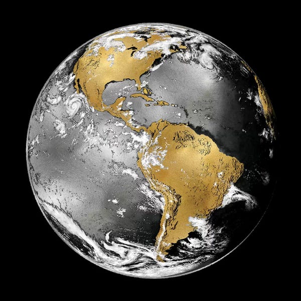 Large Map Art - Canvas Prints: World Turning III by Russell Brennan