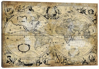 Antique World Map Canvas Art Print - Art for Dad