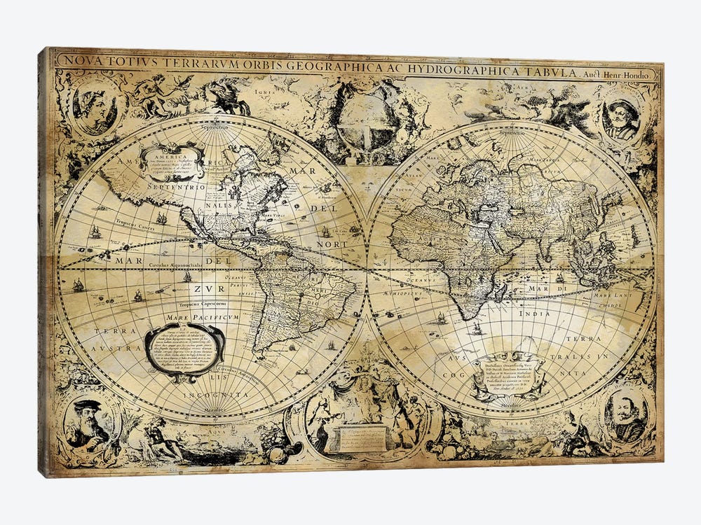 Antique World Map 1-piece Art Print