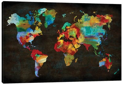 Color My World Canvas Art Print - Abstract Maps Art