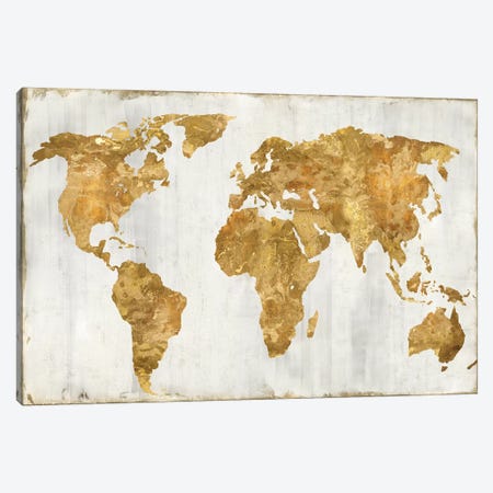 The World In Gold Canvas Print #RBR39} by Russell Brennan Canvas Print
