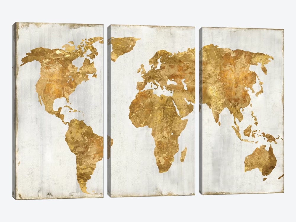 The World In Gold by Russell Brennan 3-piece Canvas Print