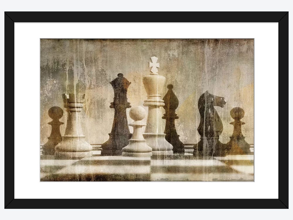 A Game of Chess (oil on panel)