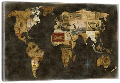 Faraway Places Canvas Art Print - Large Map Art