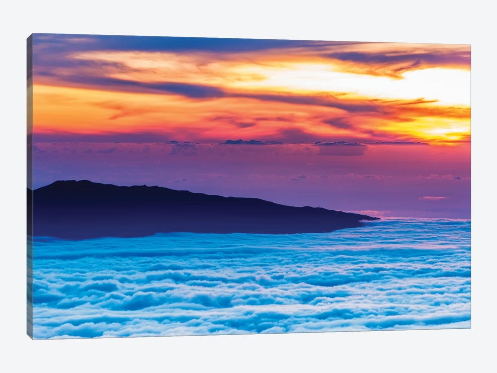 Hualalai Volcano from the summit of Mauna Kea at sunset, Big Island, Hawaii, USA by Russ Bishop 1-piece Canvas Art
