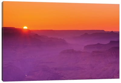 Sunset over the Grand Canyon, Grand Canyon National Park, Arizona, USA. Canvas Art Print - Grand Canyon National Park Art