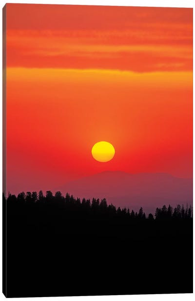 Sunset over the Sierra Nevada foothills from Moro Rock, Giant Forest, Sequoia NP, California Canvas Art Print - Sequoia National Park Art