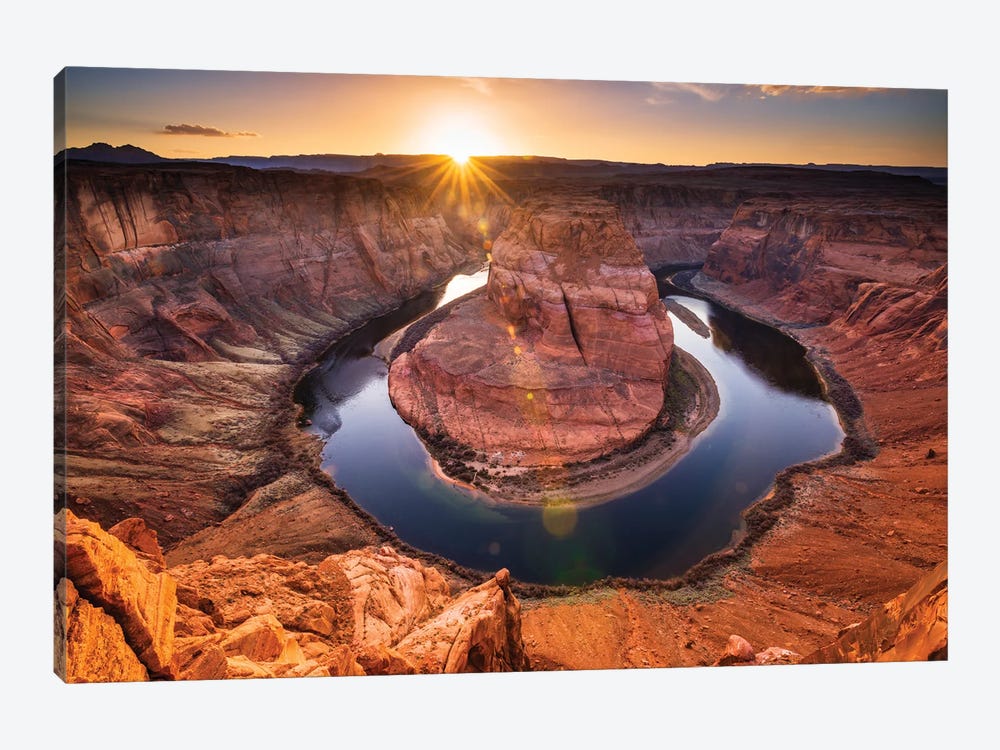Sunset over Horseshoe Bend and the Colorado River, Glen Canyon National Recreation Area, Arizona, USA. by Russ Bishop 1-piece Art Print