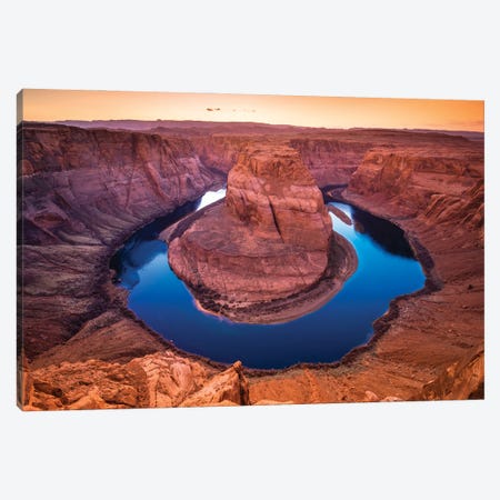 Sunset over Horseshoe Bend and the Colorado River, Glen Canyon National Recreation Area, Arizona, USA. Canvas Print #RBS153} by Russ Bishop Canvas Art