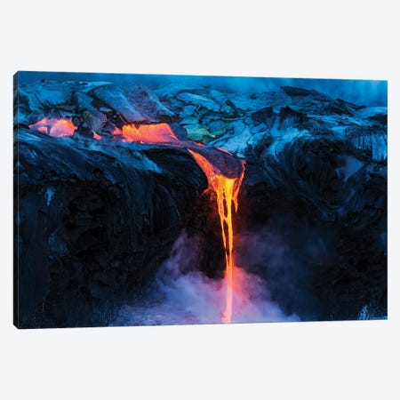 Lava flow entering the ocean at dawn, Hawaii Volcanoes National Park, The Big Island, Hawaii, USA. Canvas Print #RBS155} by Russ Bishop Art Print