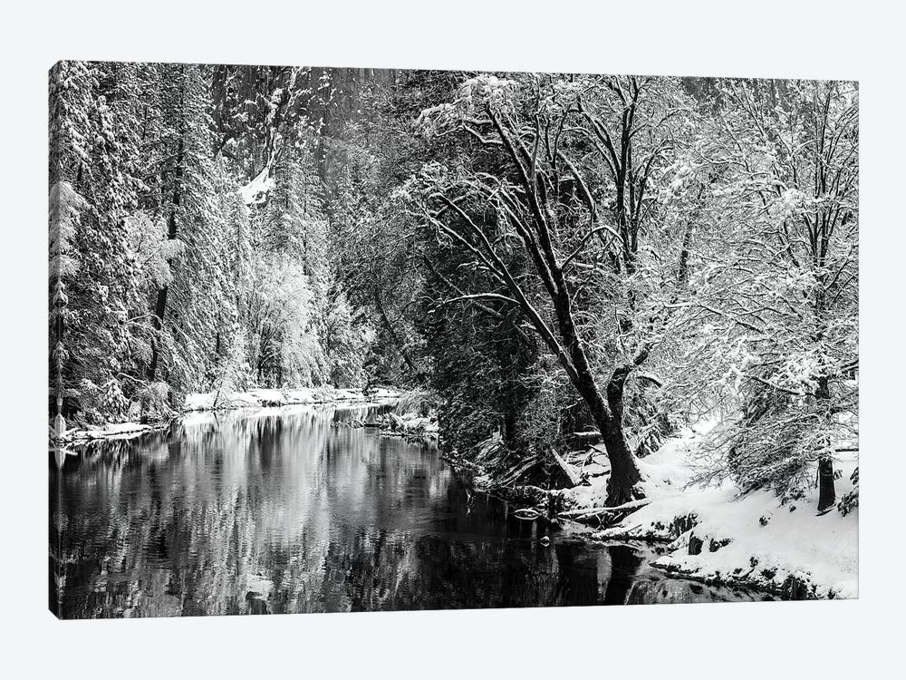Merced River and Cathedral Rock in winter, Yosemite National Park, California, USA by Russ Bishop 1-piece Art Print