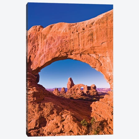 Morning light on Turret Arch through North Window, Arches National Park, Utah, USA Canvas Print #RBS17} by Russ Bishop Canvas Print