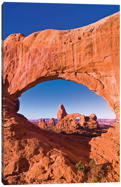 Morning light on Turret Arch through North Window, Arches National Park, Utah, USA Canvas Art Print