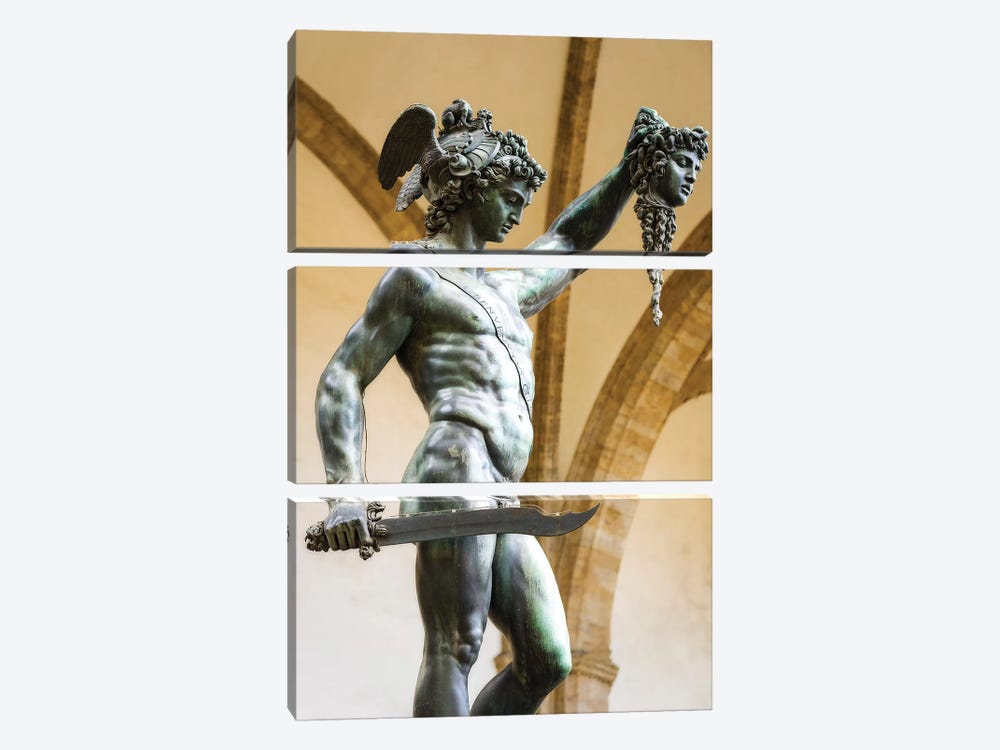 Perseus and Medusa statue at Loggia dei Lanzi, Florence, Tuscany, Italy by Russ Bishop 3-piece Canvas Artwork