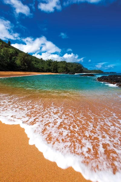 Russ Bishop: Sand and surf at Lumahai Beach, Island of Kauai, Hawaii, USA by Russ Bishop