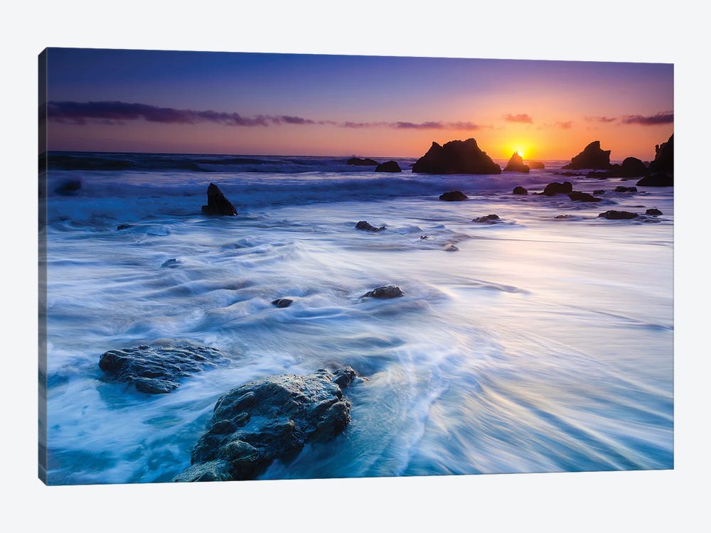 Sea stacks at sunset, El Matador State Beach, Malibu, California, USA 1-piece Art Print