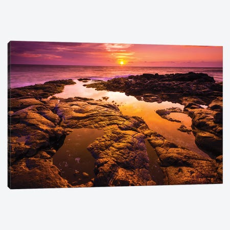Sunset and tide pool above the Pacific, Kailua-Kona, Hawaii, USA Canvas Print #RBS34} by Russ Bishop Canvas Print