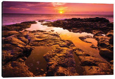 Sunset and tide pool above the Pacific, Kailua-Kona, Hawaii, USA Canvas Art Print - The Big Island (Island of Hawai'i)