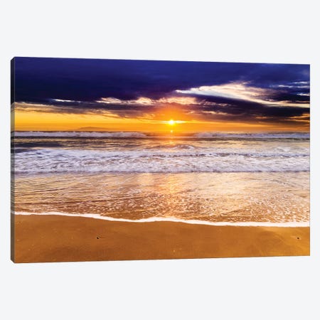Sunset over the Channel Islands from San Buenaventura State Beach, Ventura, California, USA I Canvas Print #RBS35} by Russ Bishop Canvas Art Print