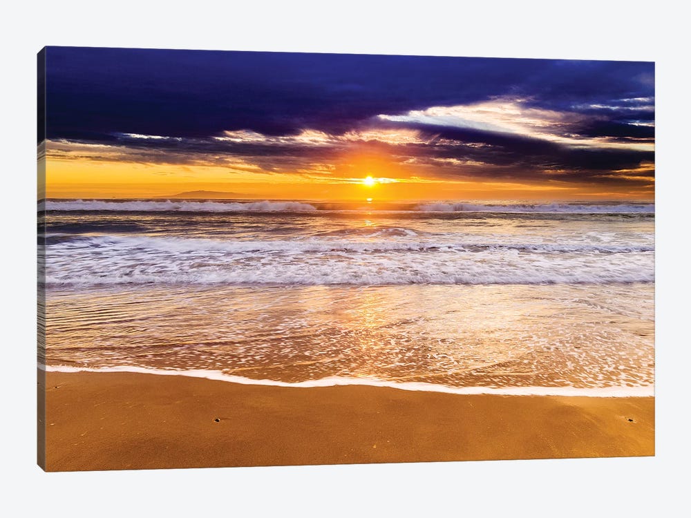 Sunset over the Channel Islands from San Buenaventura State Beach, Ventura, California, USA I by Russ Bishop 1-piece Canvas Wall Art