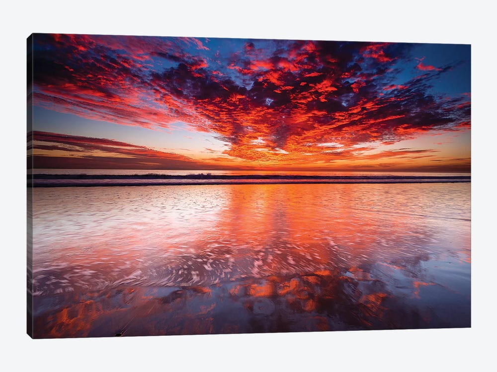 Sunset over the Channel Islands from Ventura State Beach, Ventura, California, USA by Russ Bishop 1-piece Canvas Wall Art