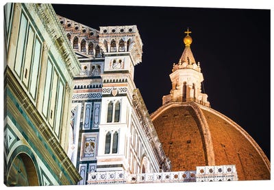 The Cathedral of Santa Maria del Fiore at night, Florence, Tuscany, Italy Canvas Art Print - Dome Art
