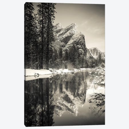 The Three Brothers above the Merced River in winter, Yosemite National Park, California, USA I Canvas Print #RBS46} by Russ Bishop Canvas Artwork