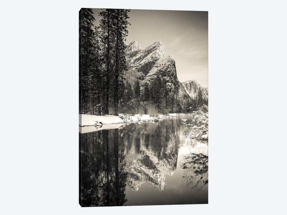 The Three Brothers above the Merced River in winter, Yosemite National Park, California, USA I by Russ Bishop 1-piece Canvas Art