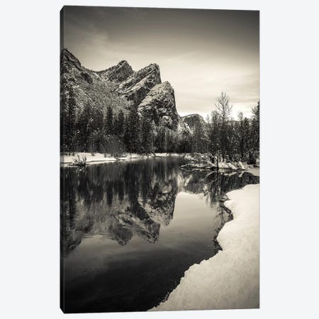 The Three Brothers above the Merced River in winter, Yosemite National Park, California, USA IV Canvas Print #RBS49} by Russ Bishop Canvas Art Print