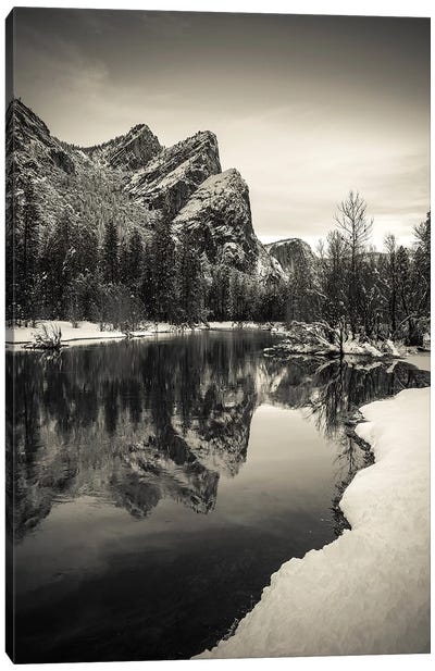 The Three Brothers above the Merced River in winter, Yosemite National Park, California, USA IV Canvas Art Print