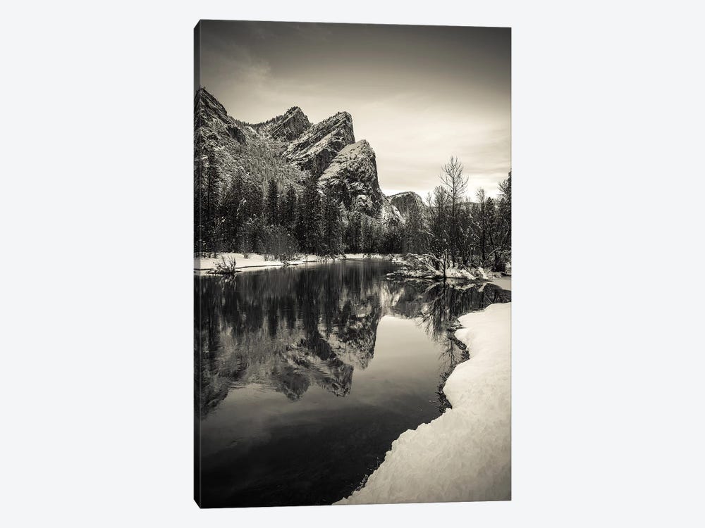 The Three Brothers above the Merced River in winter, Yosemite National Park, California, USA IV by Russ Bishop 1-piece Canvas Print