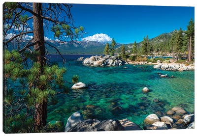 Boulders and cove at Sand Harbor State Park, Lake Tahoe, Nevada, USA Canvas Art Print - Photography Art