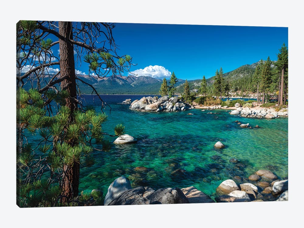 Boulders and cove at Sand Harbor State Park, Lake Tahoe, Nevada, USA by Russ Bishop 1-piece Art Print