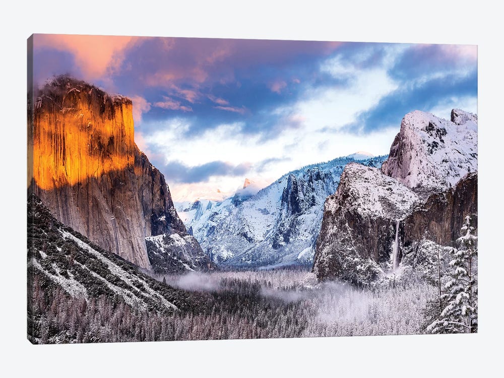 Winter sunset over Yosemite Valley from Tunnel View, Yosemite National Park, California, USA by Russ Bishop 1-piece Canvas Art