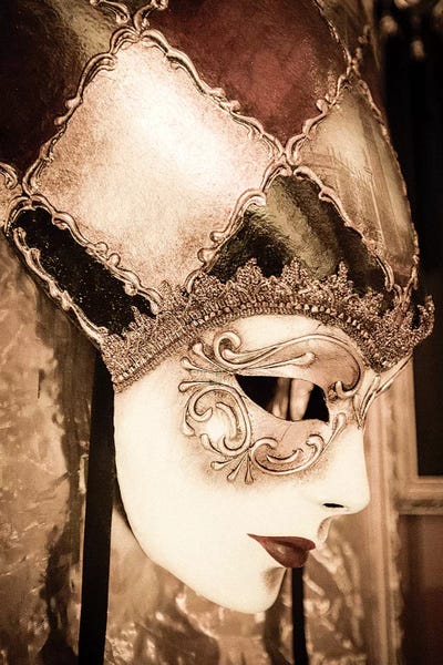 Sepia Photography: Carnival mask, Venice, Veneto, Italy by Russ Bishop