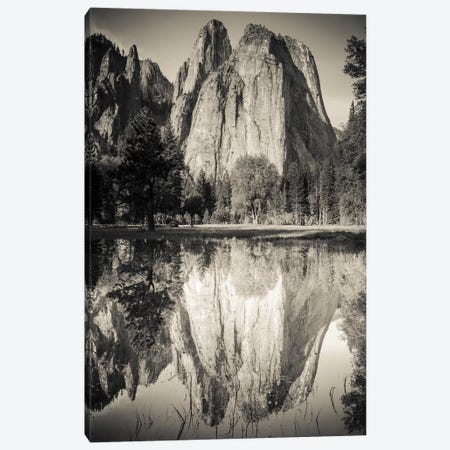 Cathedral Rocks reflected in pond, Yosemite National Park, California Canvas Print #RBS63} by Russ Bishop Art Print