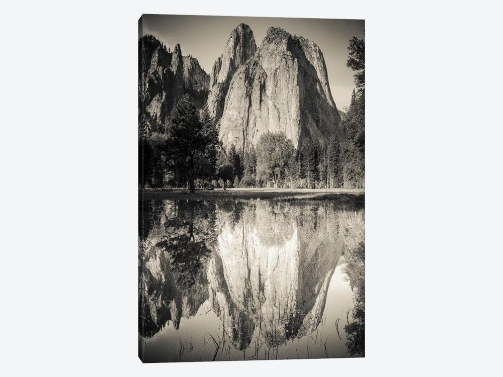 Cathedral Rocks reflected in pond, Yosemite National Park, California by Russ Bishop 1-piece Canvas Art Print