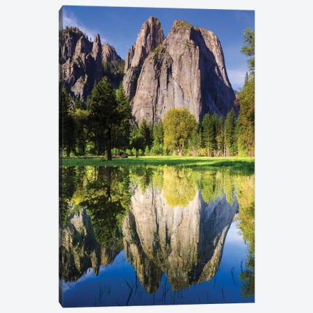 Cathedral Rocks Reflected In Pond, Yosemite National Park, California, USA Canvas Print #RBS64} by Russ Bishop Canvas Wall Art