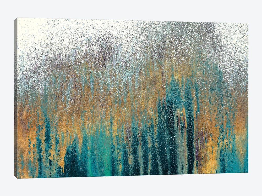 Teal Woods with Gold by Roberto Gonzalez 1-piece Canvas Artwork