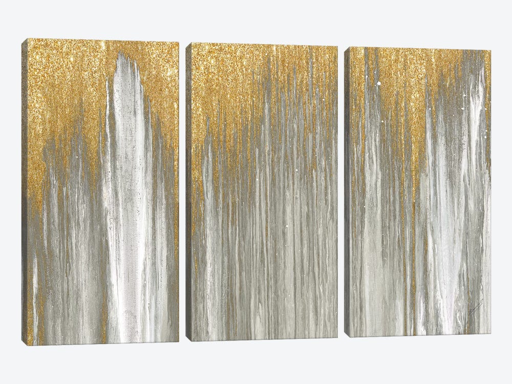 Gold Falls by Roberto Gonzalez 3-piece Canvas Wall Art