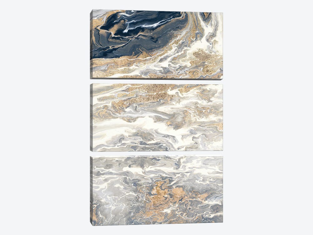 Gold And Gray Oasis by Roberto Gonzalez 3-piece Canvas Print