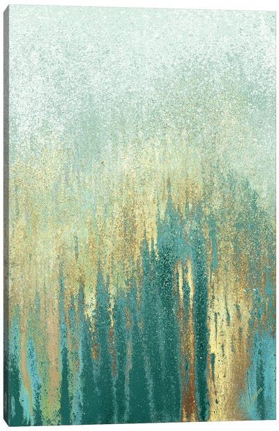 Teal Golden Woods Canvas Art Print - Glam Bedroom Art