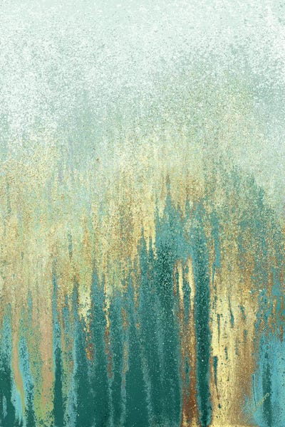 Teal Abstract Art: Teal Golden Woods by Roberto Gonzalez
