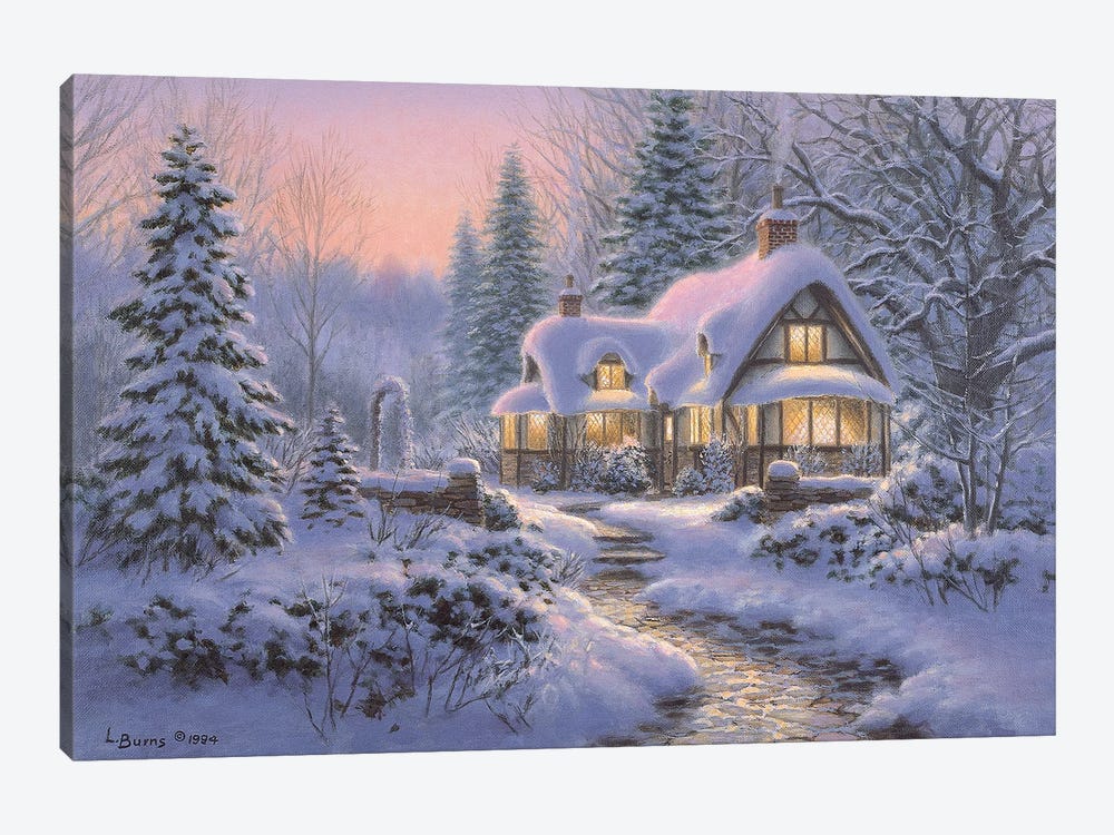 Winter’s Blanket Wouldbie Cottage by Richard Burns 1-piece Canvas Artwork