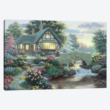 Serenity Cottage Canvas Print #RBU62} by Richard Burns Canvas Print