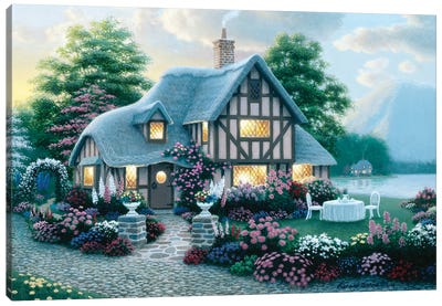 Lakeside Cottage Canvas Art Print