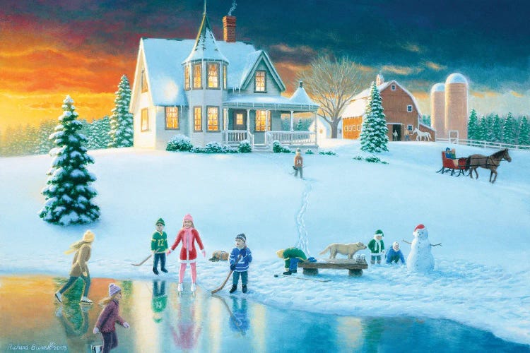The Skating Pond by Richard Burns wall art